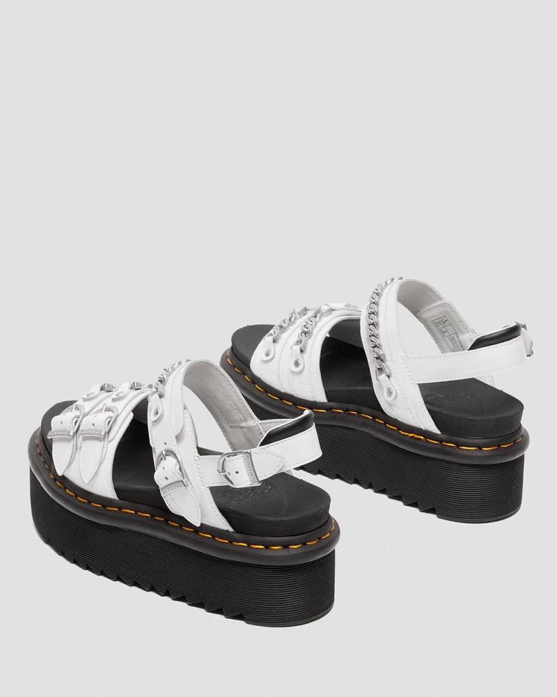 Sandalias De Gladiador Dr Martens Voss II Chain Charol Cuero Mujer Blancos | MX 486XYU